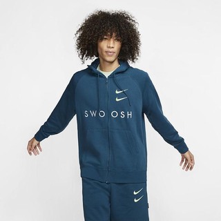 Hanorace Nike Sportswear Swoosh Full-Zip French Terry Barbati Albastri Albi | ZTNH-30964